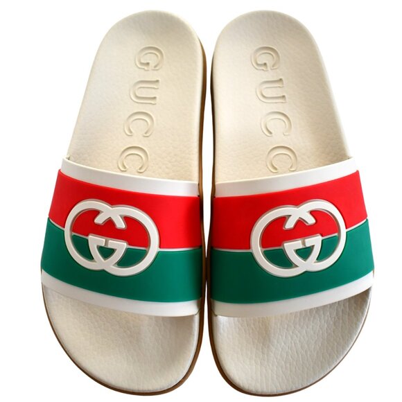 NEW GUCCI INTERLOCKING G LOGO Rubber WOMEN'S SLIDE Sandals Shoes EU-39 US-9 - Picture 1 of 7